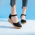 thumbnail image 2 of Ruyang Wedges for Women Dressy Soft Leather Peep Toe Women’s Wedge Sandals Casual Summer Slip on Espadrilles Dress Shoes, 2 of 6