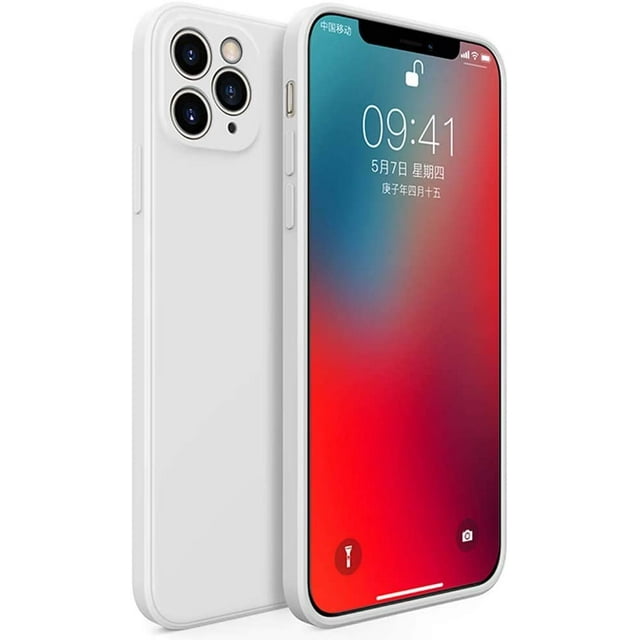 Classic Straight Edge iPhone 11 Pro X XR Xs Max Liquid Silicone All-Inclusive Lens Cube Square Phone Case (Antique White, iPhone 11 Pro 5.8'')