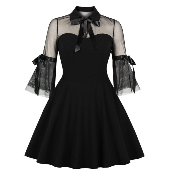 Womens Halloween Costumes 2024 Cosplay Gothic Dresses Women Party Color Long Sleeve Retro Dress Gothic Flare Sleeve Stitching Dress