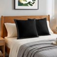 thumbnail image 6 of Pillow Covers 26x26 Set of 2, Black Textured Throw Pillow Covers Decorative Couch Cushion Cover, Farmhouse Country Woven Striped Microfiber Soft Square Pillowcases for Bedroom Living Room Sofa, 6 of 9