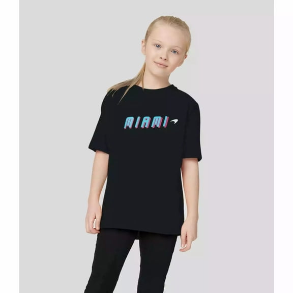 Mclaren Racing F1 Junior Miami Neon Graphic Black T-Shirt