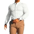 thumbnail image 2 of Innerwin Chemises Manches Longues Tunique Homme Chemise Usage Quotidien Col Montant Hauts Légers Blanc m, 2 of 3