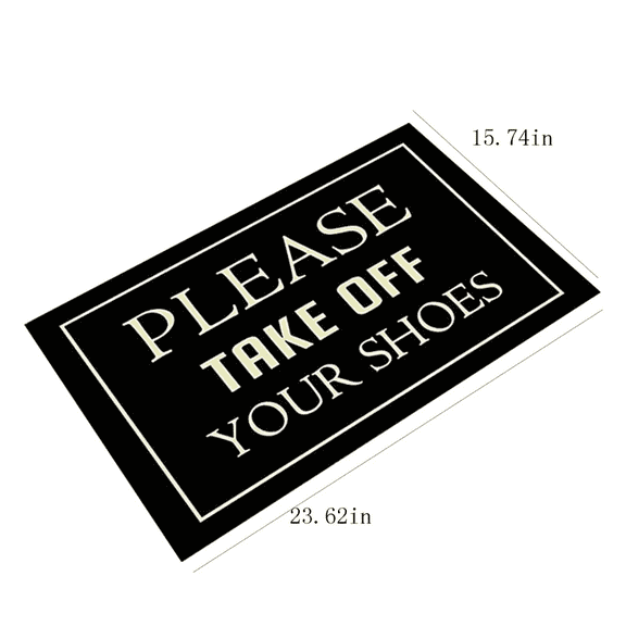 Funny Door Mat for Home Entry – Please Take Off Your Shoes Non-Slip Welcome Mat, Decorative Indoor Outdoor Floor Rug for Front Door, Kitchen, and Bathroom