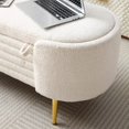 thumbnail image 3 of Pouseayar End of Bed Storage Bench, 47" Upholstered Comfy Sherpa Fabric Ottoman Bench with Storage, Entryway Bench Seat for Bedroom, White, 3 of 7