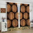 thumbnail image 2 of Wine Blackout Window Curtains, Wall of Wooden Barrels Vintage Rustic Window Drapes, for Kitchen Living Room Bedroom 52x84in 2 Panels, 2 of 6