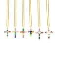 thumbnail image 6 of Fashion Multi-Color Zircon Cross Pendant Necklace - Trendy and Stylish Jewelry for Women, 6 of 9
