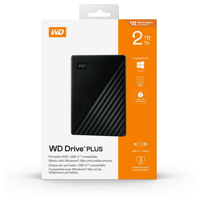 WD 2TB Portable Hard Drive, USB Backup, Encrypted Storage, Store