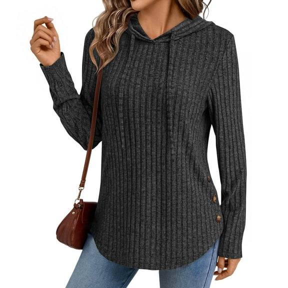 Xcmzpl Womens Hoodies Basic Solid Color Hooded Sweatshirt Travel Sweater Tops Tunic Long Sleeve Shirts Early Fall Fashion