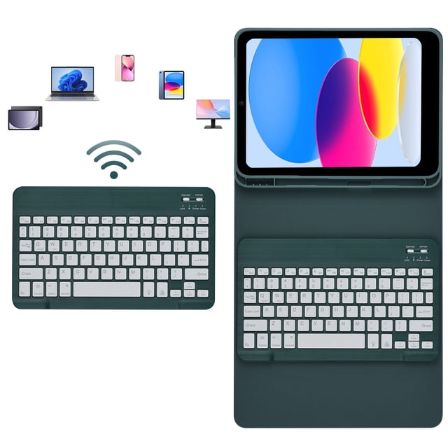 Tablet Wireless Keyboard, 7 Color Backlit Magnetic Tablet Keyboard Case for Work Study Roseate,Green,Blue