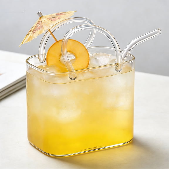 Eolstice Drinking Glass Purse Glass Bag For Drinks, Wine Tumbler Purse, Novelty Cup with Straw for Vase Fish Tank Room Decoration Gift