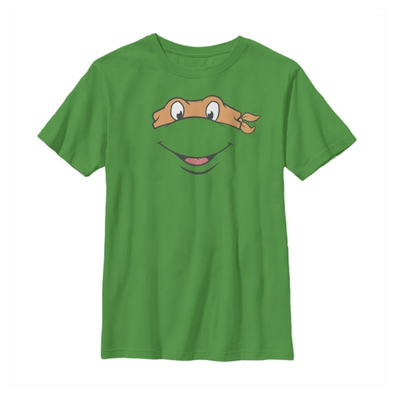 Boy's Teenage Mutant Ninja Turtles Michelangelo Face  Graphic Tee Kelly Green Large