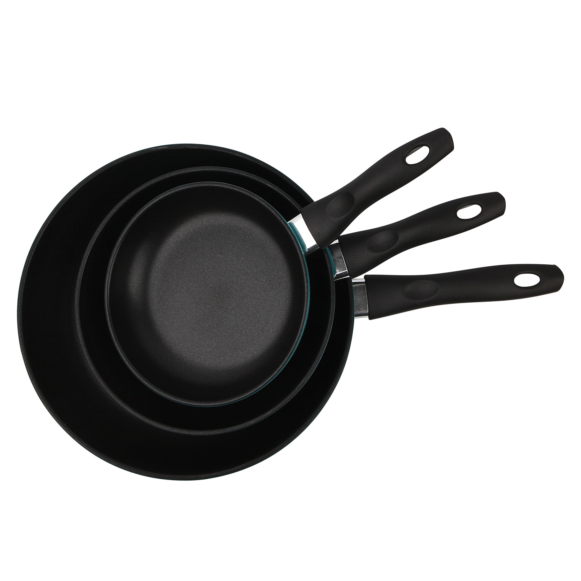 Mainstays 3-Piece Non-Stick Aluminum Skillet Set, Teal