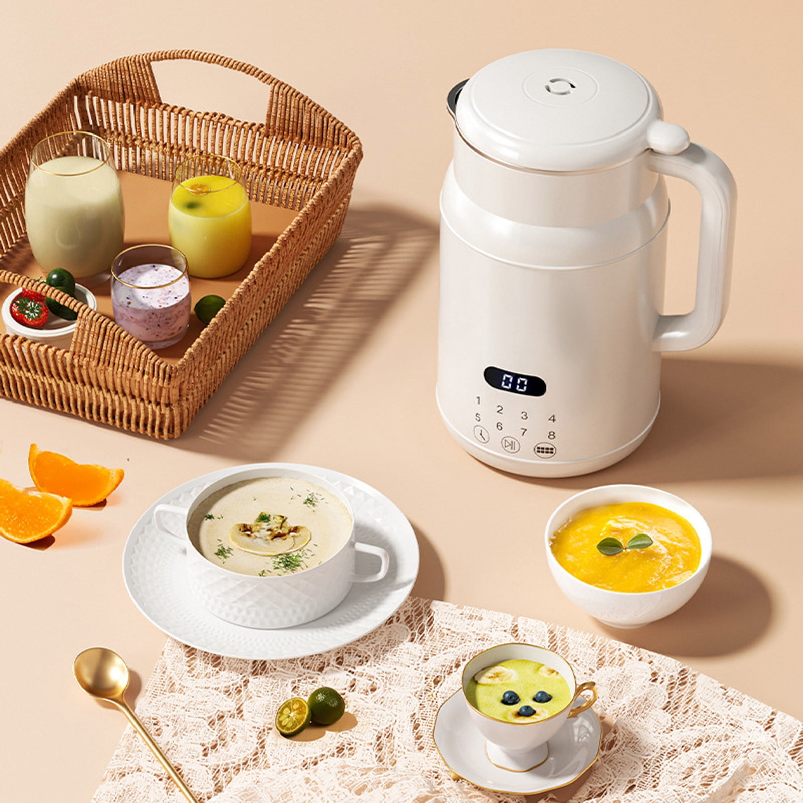 High Performance Food Processor Metal Material Low Noise Easy Clean 0.8L Capacity Powerful Blending for Juice Soy Milk Soups Home Kitchen Daily Use