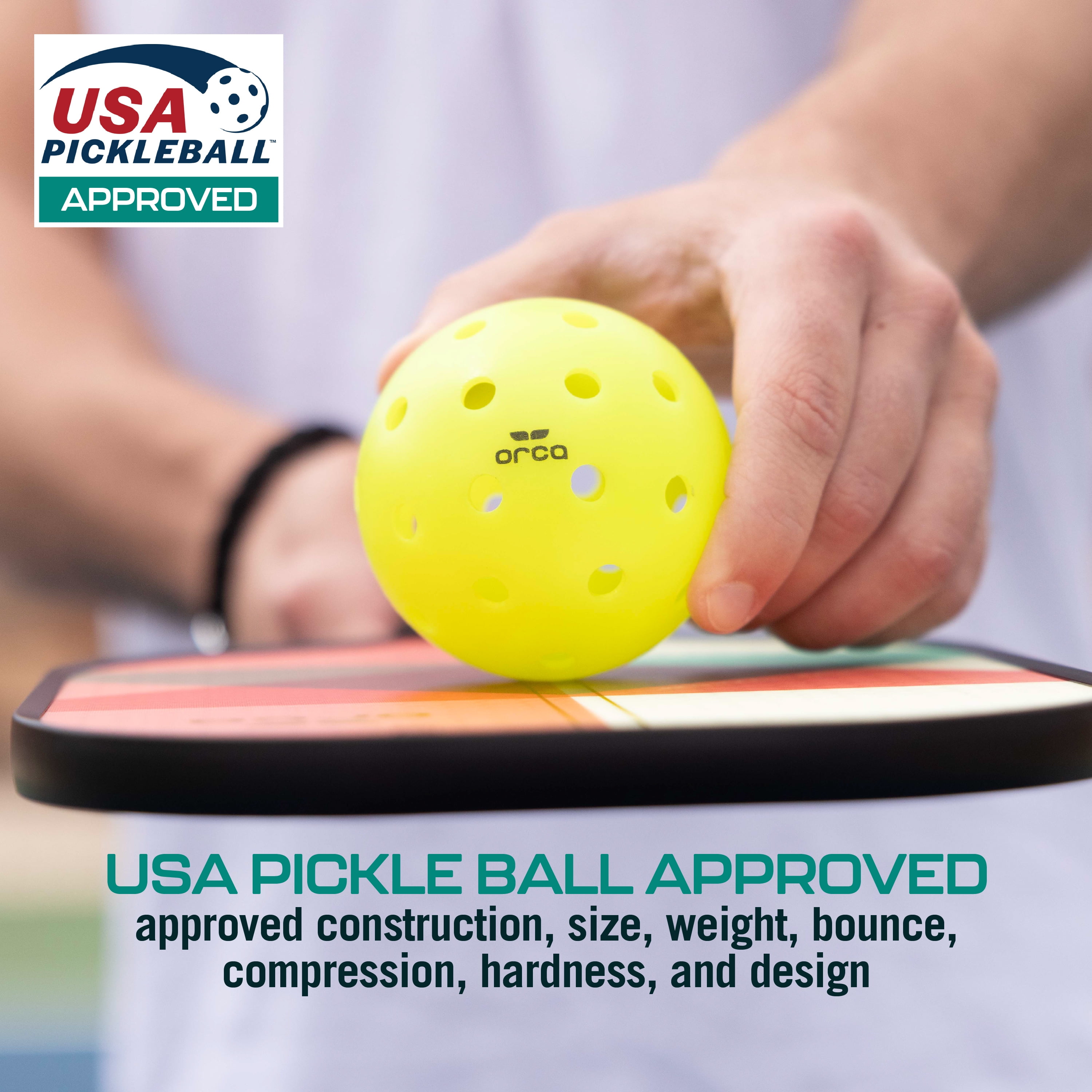 Pickleballs Pi 40 Outdoor 6 Pk, USAPA Approved, Official Size with 1-Year No-Crack Warranty, by Orca