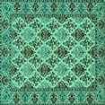 thumbnail image 1 of Ahgly Company Machine Washable Indoor Square Persian Turquoise Blue Traditional Area Rugs, 5' Square, 1 of 4