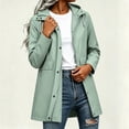 thumbnail image 6 of Rain Jackets for Women Waterproof, Raincoat Long Hooded Rain Coats Outdoor Windbreaker Trench Coat Mint Green XL(XL), 6 of 8