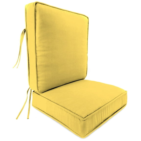 Jordan Manufacturing 45" x 22" Canvas Butter Yellow Solid Rectangular Outdoor Deep Seat Chair Cushion Set with Ties and Welt