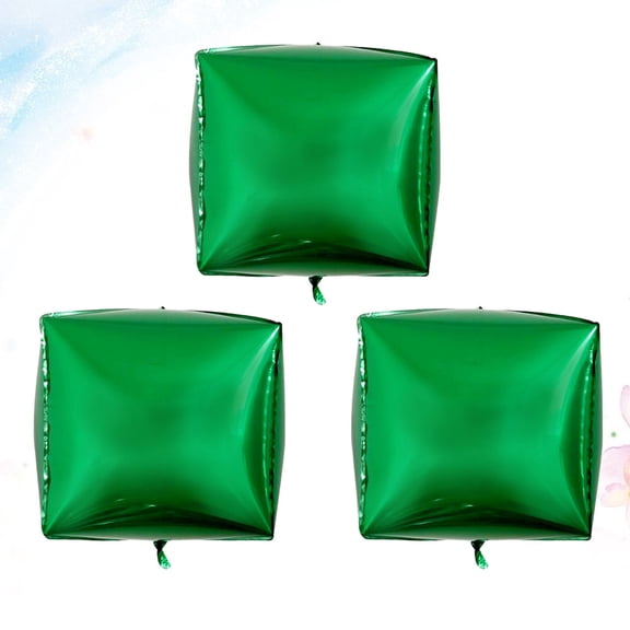 RUNROTOO 3Pcs Cube Balloons Green Aluminum Foil For Kids Party Supplies