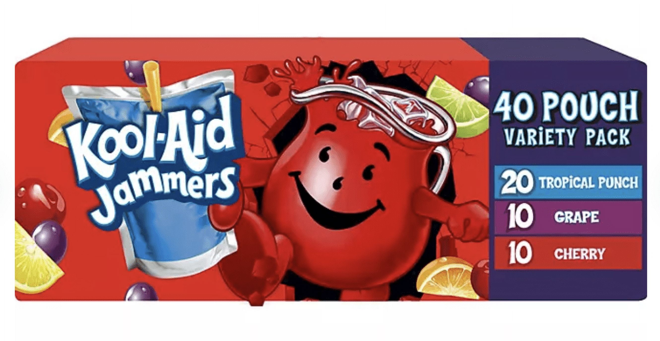 Kool-Aid Jammers Variety Pack, 40 Pouches, Tropical Punch, Cherry