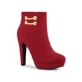 thumbnail image 1 of Unique Bargains Bottines à Talon Bloc Haut pour Femme à Bout Rond avec Fermeture Éclair Latérale Rouge 7,5, 1 of 8