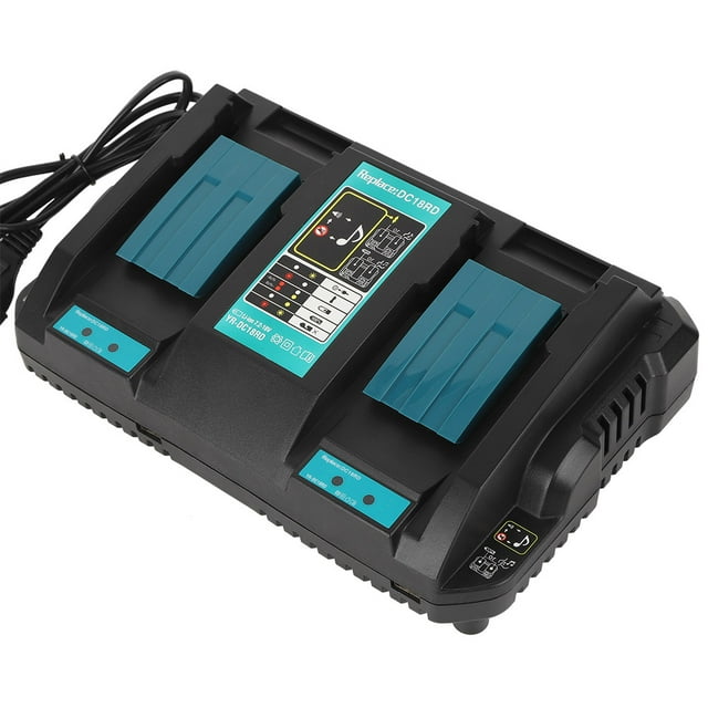 Battery Charger, Sturdy Double Battery Charger, Prevent Overheating For Power Tools Durable Car EU Plug 110-230V