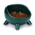 thumbnail image 1 of Cuenco para gatos (1 x 650 ml), cuenco elevado de cerámica para gatos/cachorros, cuenco ortopédico en ángulo para gatos adultos/gatitos para comida/agua - verde esmeralda. Afortunado Sencillez, 1 of 5