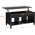 thumbnail image 3 of Coffee Table, Lift Top Coffee Table w/Hidden Storage Compartment & Lower 3 Cube Open Shelves, Lift Tabletop Coffee Table for Living Room/Reception Room/Office, Black, 3 of 10