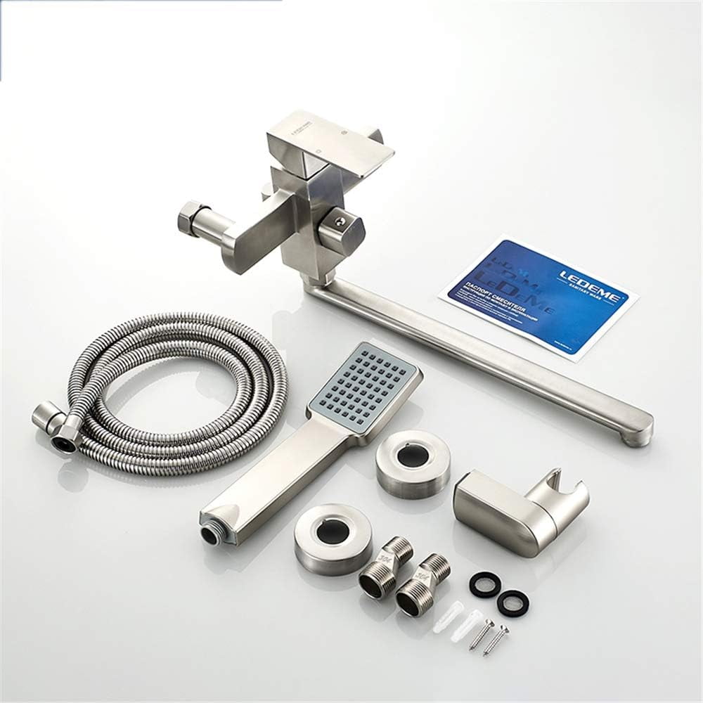 Bath Shower Faucets Set, Bathtub Wall Mounted Faucet Water Mixer Tap with Hand Shower, Stainless Steel Bathroom Faucets,A