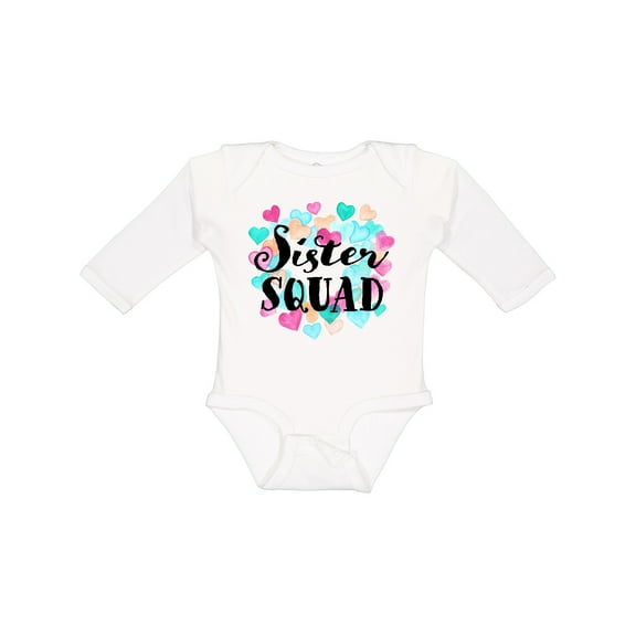 Inktastic Sister Squad Hearts Girls Long Sleeve Baby Bodysuit