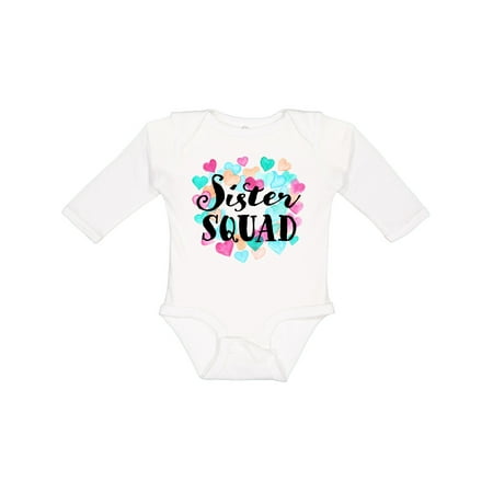 

Inktastic Sister Squad Hearts Gift Baby Girl Long Sleeve Bodysuit