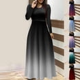 thumbnail image 6 of gakvbuo Plus Size Maxi Dress For Women Long Sleeve Fall Dress Es Casual Color Block Crew Neck Patchwork Long Dress Es, 6 of 6