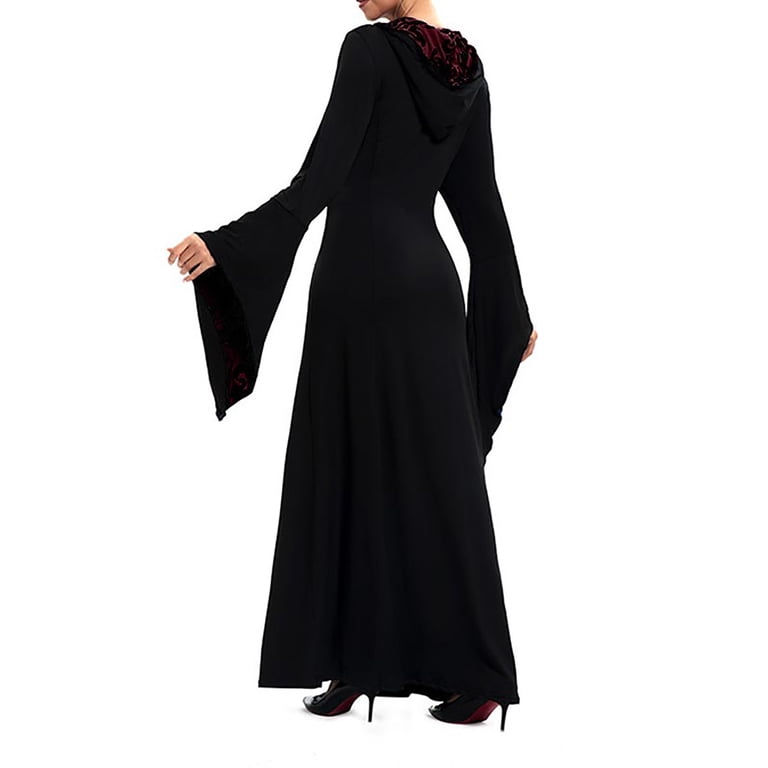 Mrat Beach Wedding Dresses for Bride Medieval Dress Rules Hemline Double Women's Stand Collar Big Ancient Long Skirt Long Sleeve Round Neck Dress S-