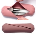thumbnail image 4 of Soporte para brochas de maquillaje de viaje, estuche para brochas de cosméticos, organizador de artículos de tocador, bolsa de cosméticos pequeña y Marrón Yinane Soporte para brochas de maquillaje, 4 of 6