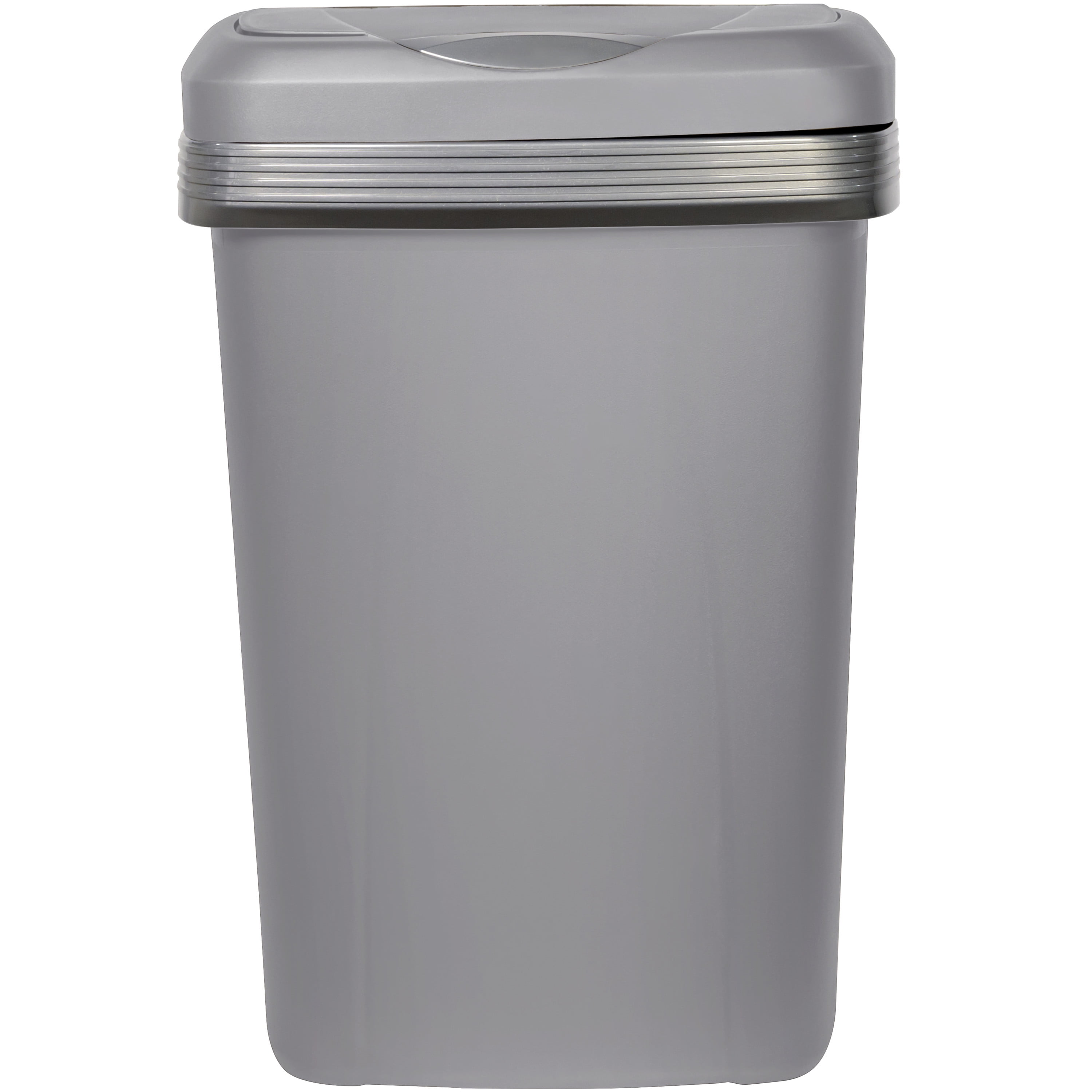 Hefty Kitchen Trash Can, 12.1 Gallon Plastic Touch Top Garbage Bin with Push Button Lid, Gray