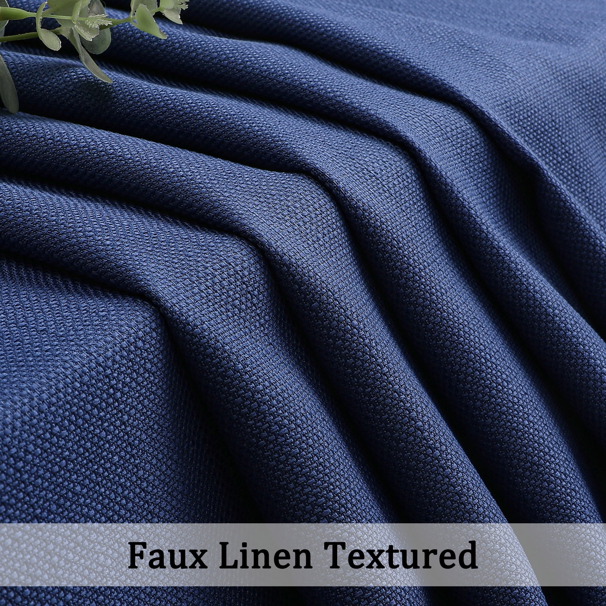OVZME Bethany Blue Curtains Tier 36 Inch Length 2 Panels, Soft Airy Solid Faux Linen Textured Short Curtains for Bedroom, Small Basement Bathroom Window Curtain with Rod Pocket, Each 30"Wx36"L