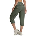 thumbnail image 6 of Women's Capri Pants with Pockets Lightweight Quick Dry Water Resistant Hiking Travel Summer Pants for Outdoor Green M, 6 of 6
