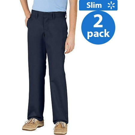 Mens Cell Pocket Chino Pants - Dickies Boys Slim Fit Cell Phone Pocket Pants, 2 Pack