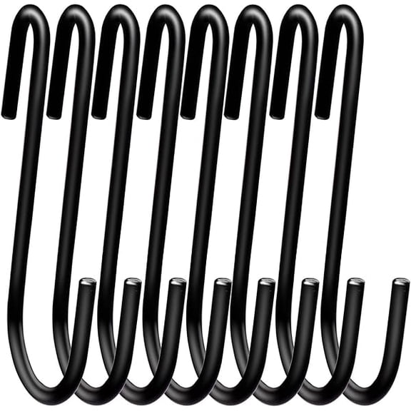 18 Pack 4 inch Heavy Duty S Hooks Pan Pot Holder Rack Hooks S Shaped Hooks Hangers for Oval Ceiling Pot Rack Hanging Kitchenware Spoons Pans Pots Utensils Clothes Bags Towels Plants (Black)