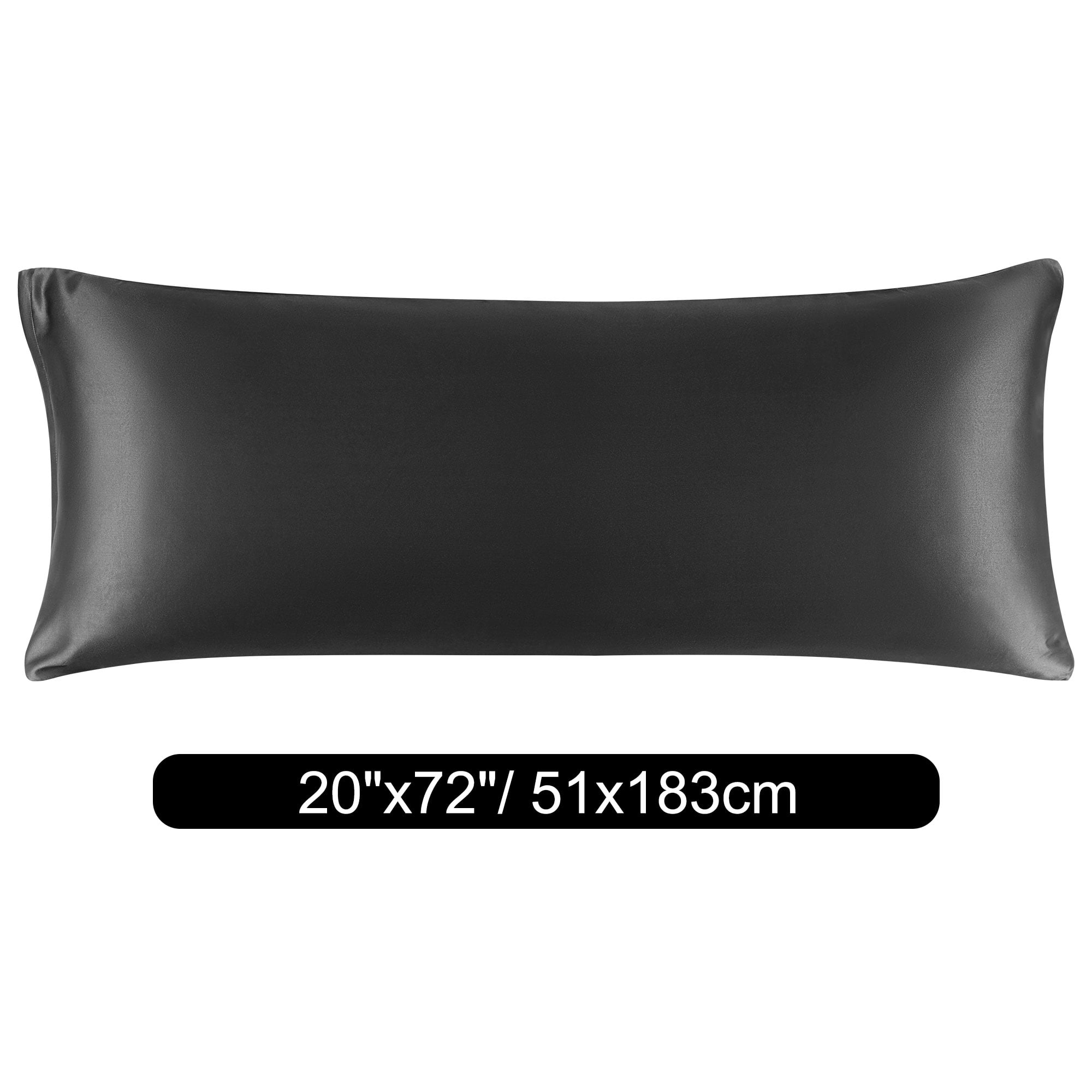 Unique Bargains Zipper Closure 1 PC Satin Body Pillowcases Black 20"x72"