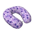 thumbnail image 2 of Gaeub Violet Print Memory Foam Travel Pillow,U-Shaped Neck Pillow,Head Neck Support Airplane Pillow,Flight Pillow for Traveling,Car,Home,Office,Washable Cover, 2 of 8