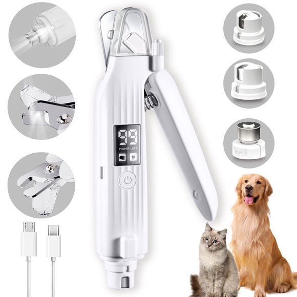 Lima y cortaúñas eléctrico 2 en 1 para perros con LED