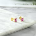 thumbnail image 5 of Gem Stone King 18K Yellow Gold Plated Silver Stud Earrings for Women Men Pink Octagon Moissanite (2.00 Cttw), 5 of 5