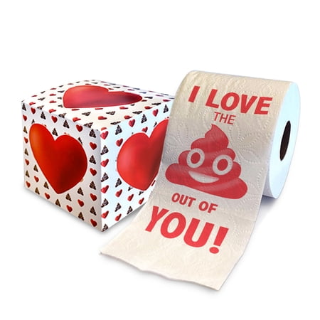 Printed TP I Love The Poop Out Of You Printed Toilet Paper Prank – Funny Anniversary Novelty Gag Gift Toilet Paper Roll for Parents Friends Boyfriend Girlfriend Wife Husband 500 Sheets