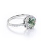 thumbnail image 3 of JeenMata Anillo de Compromiso con Bisel de Halo Ágata Verde Musgo Lechoso Opaco de Talla Cojín de 1,5 Quilates y Moissanita: Pavé - Baño de Oro Blanco de 18 K sobre Plata, 3 of 6