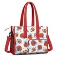 thumbnail image 2 of Teacher Tote Bag,White Background Football Helmets Pattern Teacher Utility Tote Bag,Large Work Tote Bags for Women with Multiple Pockets,Top Zipper Closure,13.8x10.6x6.7 Inch, 2 of 5
