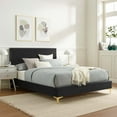 thumbnail image 2 of Platform Bed Frame, Tufted, Full Size, Dark Grey Gray, Velvet, Mid Century Bedroom, Modern Contemporary Boutique HB35596, 2 of 8