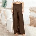 thumbnail image 4 of Women's Linen Palazzos Pants Baggy High Waist Wide Leg Pants Womens Casual Solid Plus Size Loose Fits Lightweight Breathable Summer Vacation Bohos Beach Pants, 4 of 6