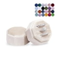 thumbnail image 1 of BLUTETE Caja de terciopelo con 3 ranuras para anillos de joyería, caja para anillos de compromiso, caja de recuerdos para el día de la boda, caja para anillos con fotos nupciales, 3 ranuras octágono (, 1 of 5