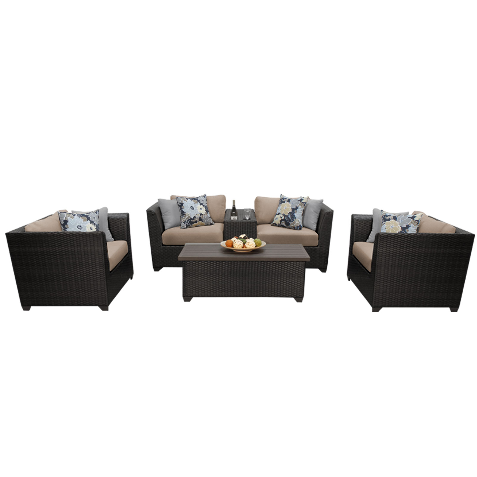 Bermuda 6 Piece Outdoor Wicker Patio Furniture Set 06d