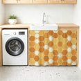 thumbnail image 3 of Orange Yellow Small Sink Skirt 10"Wx11"L,Dustproof Under Sink Curtain with Self Adhesive Tape,Farmhouse Abstract Geometric Hexagon Art Cabinet Curtain Cover for Bathroom Vanity,Kitchen Storage Shelf, 3 of 9